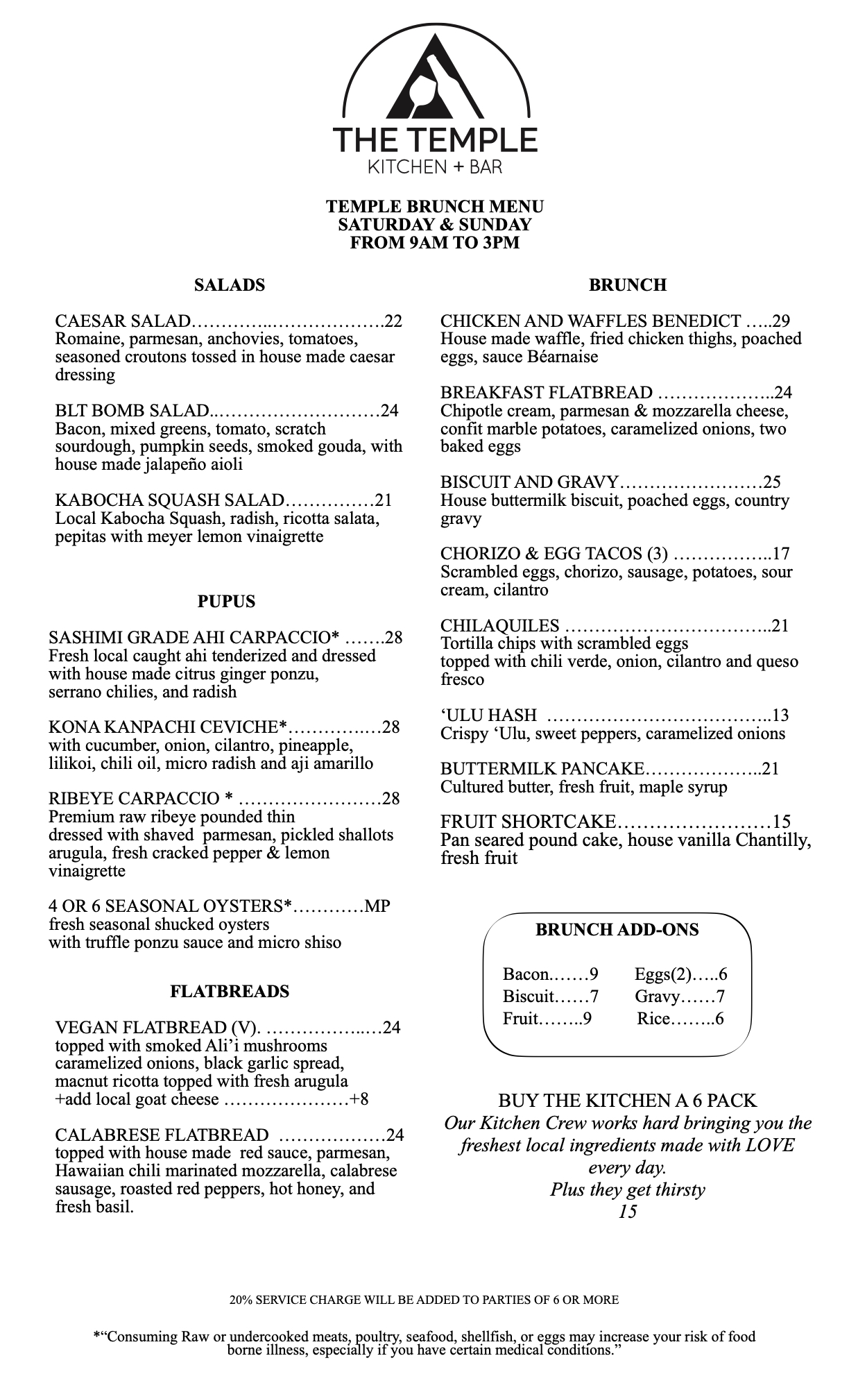 brunch menu kona mimosa